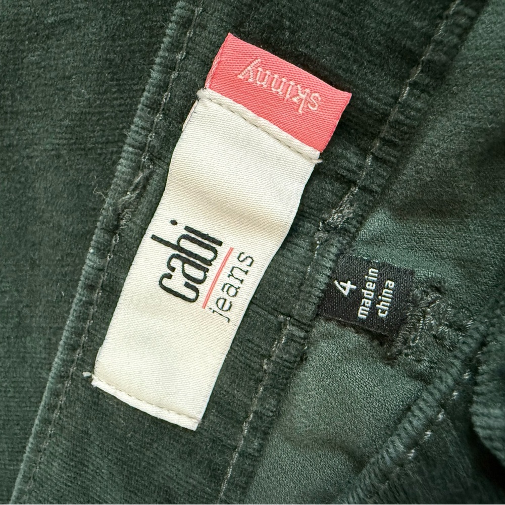 Cabi skinny Green Corduroy Pants with Silver Accents deep green size 4